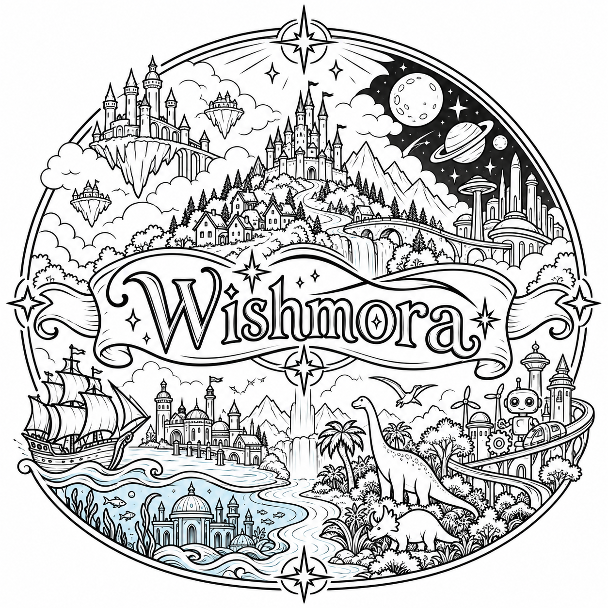 Pubster helps you craft personalised storybooks and colouring adventures set in the Wonderful World of Wishmora.